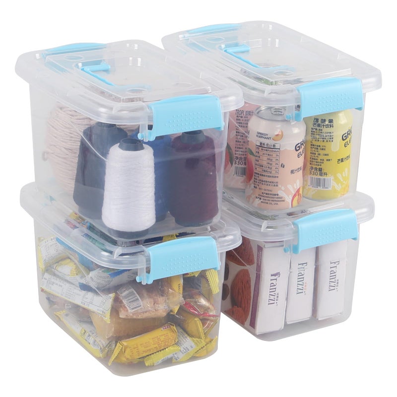 Ggbin 6 Quart Plastic Storage Box with Lid, Clear Latching Organizer Bin, 4 Packs - Image 1